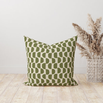 Housse de coussin géométrique vert olive