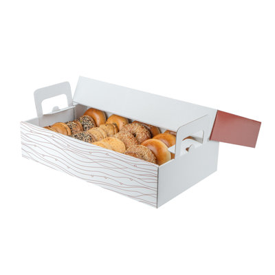 Restaurantware Disposable Serving Tray 10-Inch Case 19.7 x 11.85 x 4.25 Inch Paper Catering Tray Set With Cover Large White Grease-Resistant To-Go Meal Tray