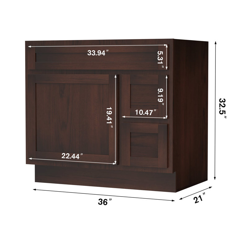 Base de meuble-lavabo simple Hibbitts 36 po seulement, Brun