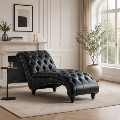 Tufted Armless Chaise Lounge with High-Density Foam and Durable Birch Legs, for Relaxation and Style