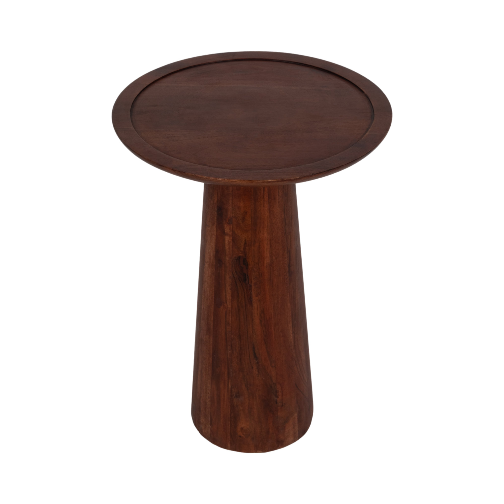 23"H Acacia Wood Pillar Shaped Pedestal Abstract Side Table in Light Brown Finish - 16" x 16" x 23"