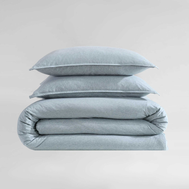Ensemble d'édredon en mélange de coton, Gris foncé, Édredon pour lit simple TG + 1 taie décorative