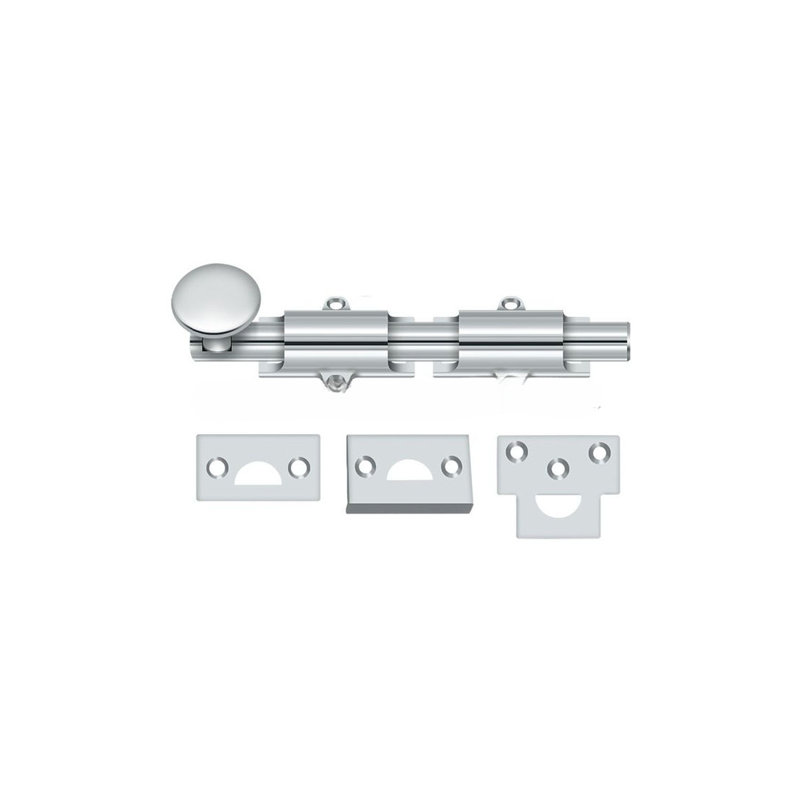 Deltana 8SB26 8" Surface Bolt; Heavy Duty; Bright Chrome Finish, Bright Chrome