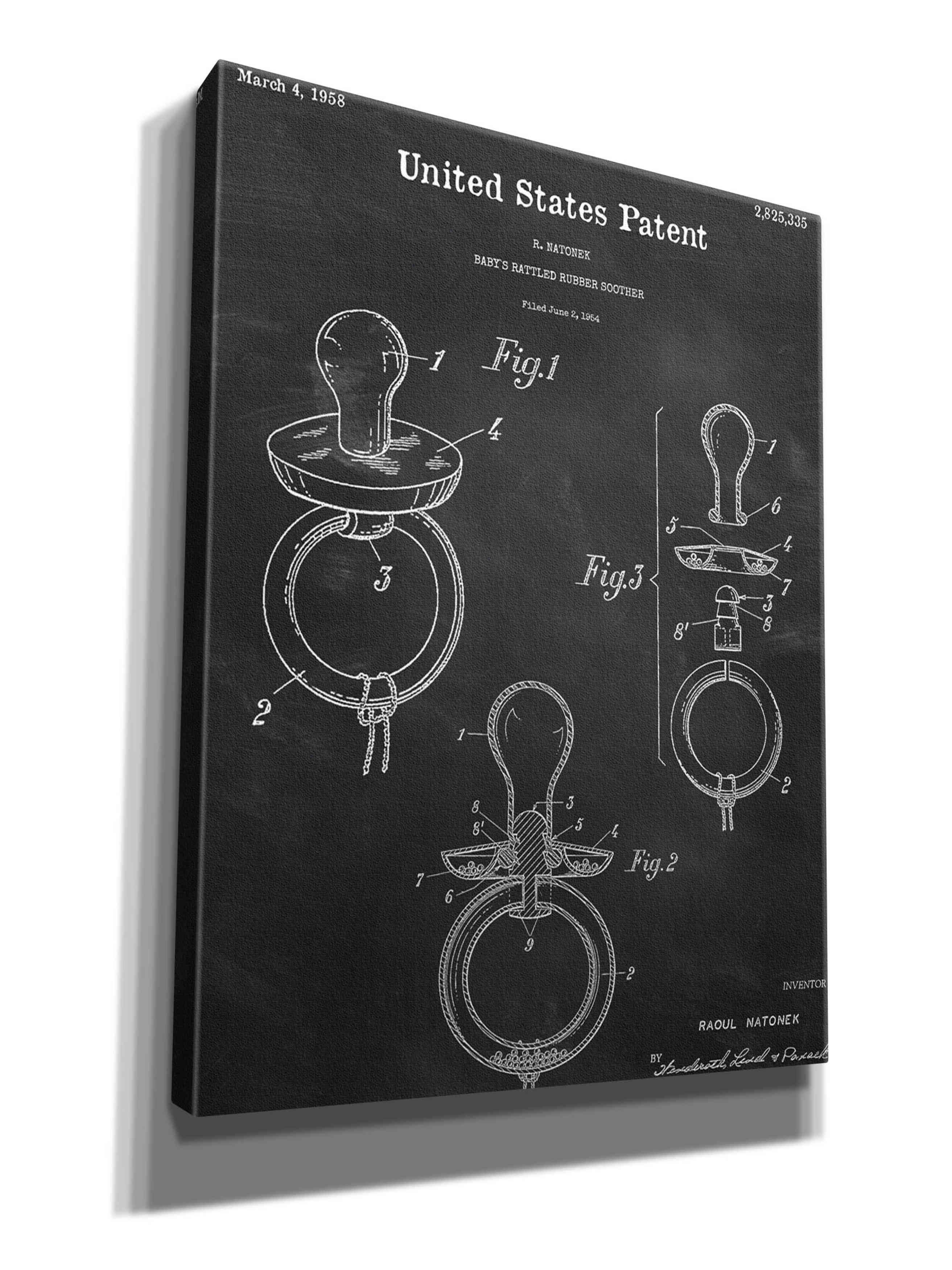 Williston Baby Pacifier Blueprint Patent Chalkboard Wrapped