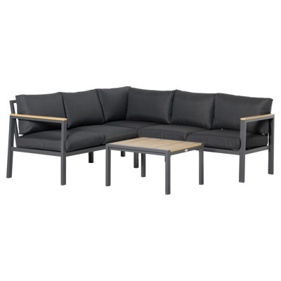 4 Piece Patio Furniture Set, Outdoor L-Shaped Sectional Sofa with Loveseats, Couch Corner, Table by Latitude Run