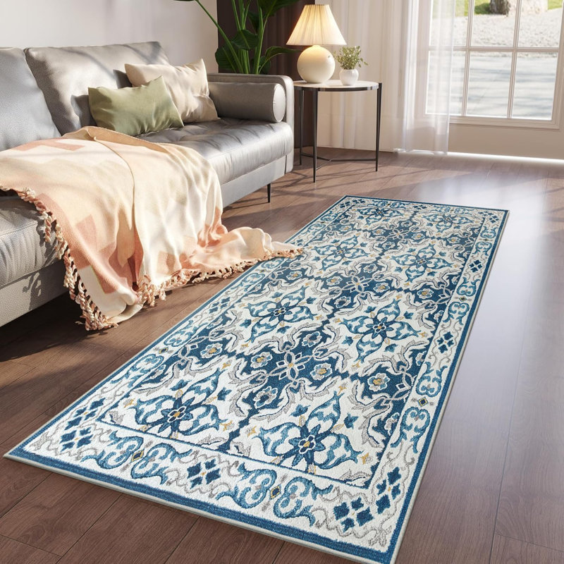 Aspire Homeware Blue Traditional Area Rug Vintage Indoor Carpet, Rectangle 60 x 110 cm