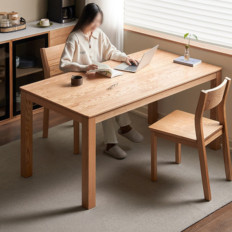 Burlywood Rectangular Solid Wood Dining Table, 29.92"H×62.99"L×33.46"W
