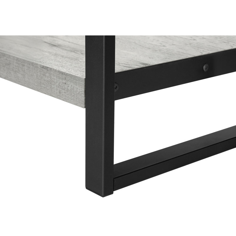 2 End Table In Grey Laminate And Black Metal, For Flexible Placement Bedroom Or Living Room Nightstand Ideal Lamp