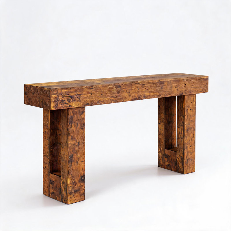 Rustic Farmhouse Console Table - 63" Solid Wood Entryway Sofa Table with Open Shelf - Minimalist Vintage Accent, Sturdy Storage - For Living Room, Hallway, or Foyer - Vintage Oak Finish