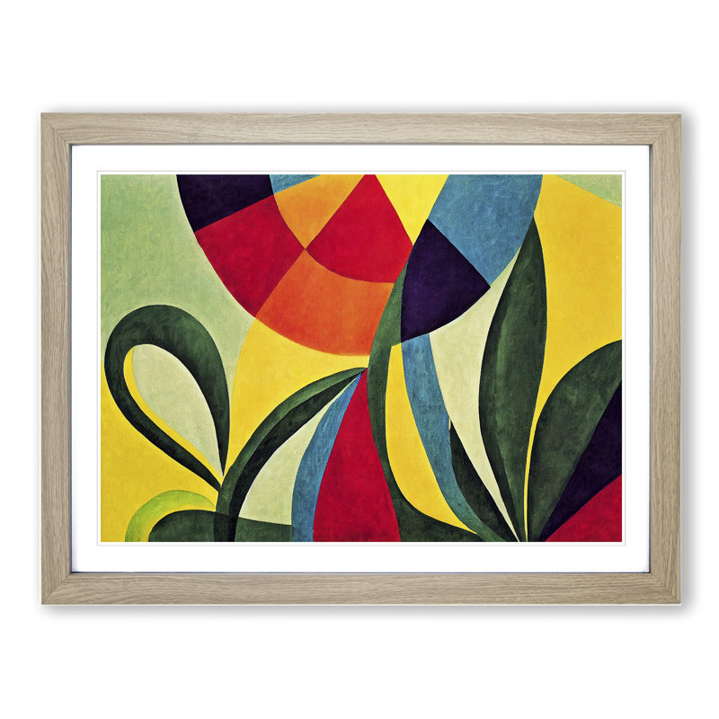 Mind Blowing Floral Abstract 1 Piece Single Picture Frame Wall Art, 25cm H x 34cm W x 2cm D, Oak Framed