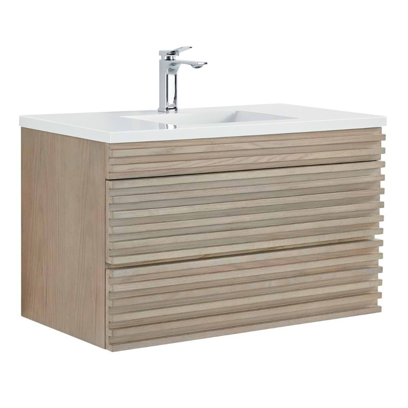 Gibson 48" Wall Mounted Single Bathroom Vanity with Top, Light Wood, 36"