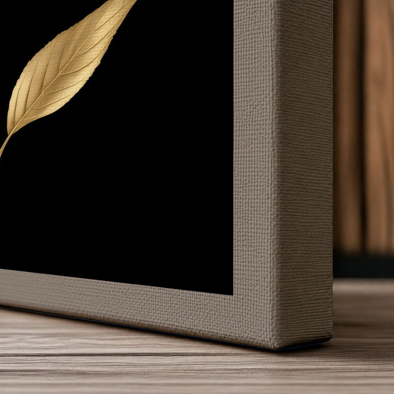 Golden Bloom Study Botanical - Wrapped Canvas, 18x12 - 45.7 x 30.5 cm, Taupe Border