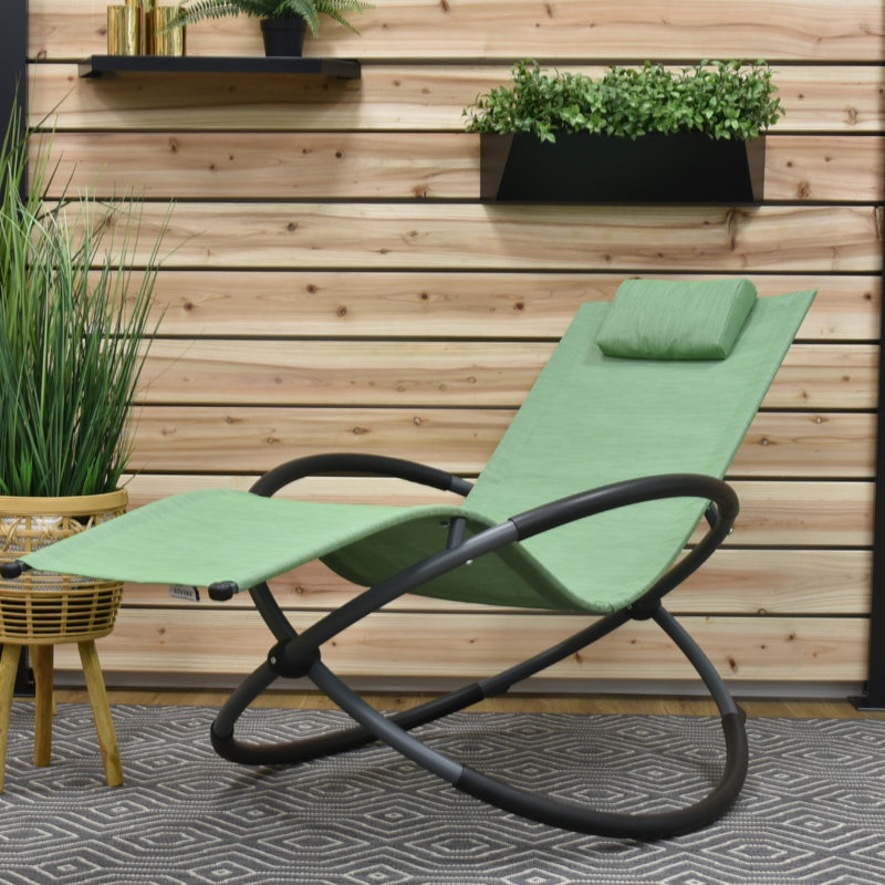 Vivere Orbital Rocking Lounger Made with Premium Outdoor Fabric (330 lb Capacity), Green