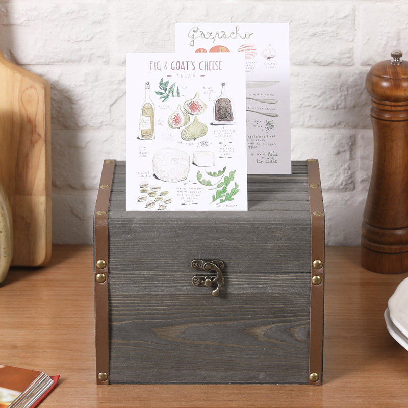 Solid Wood Decorative Bin, Vintage Grey