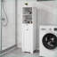 Armoire de tri du linge, panneau de fibres à densité moyenne blanc E1 avec compartiment inclinable Tiroir | Minimaliste | Salle de lavage