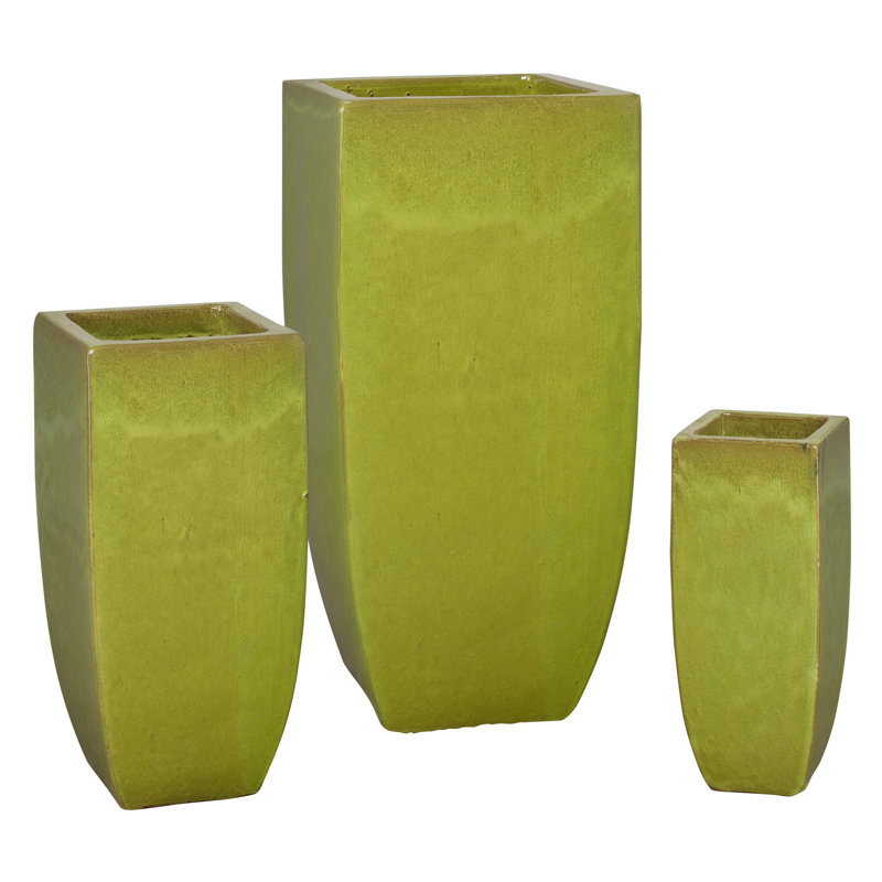 Pot à fleurs carré en céramique, Citron, H 32,5 po x l 23,5 po x P 31,5 po