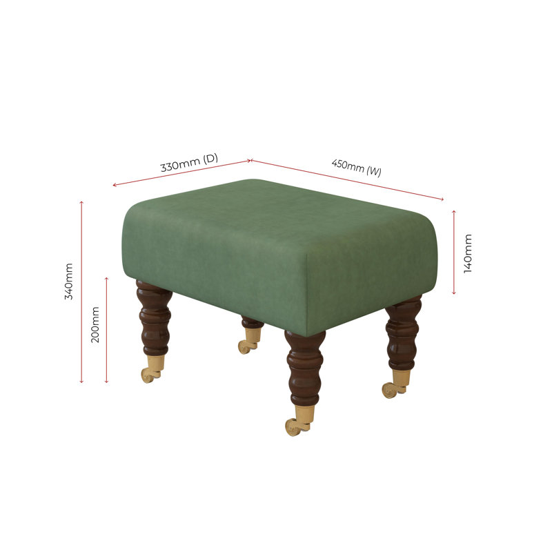 Autryville Wood Caster Leg - Fabric, Mahogany, Velvet, Aqua Blue