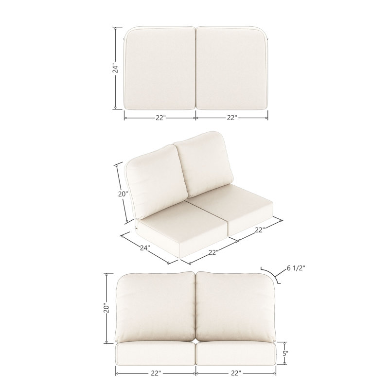 Indoor/Outdoor Sunbrella® Seat/Back Cushion, Spectrum Dove Sunbrella® Plainweave