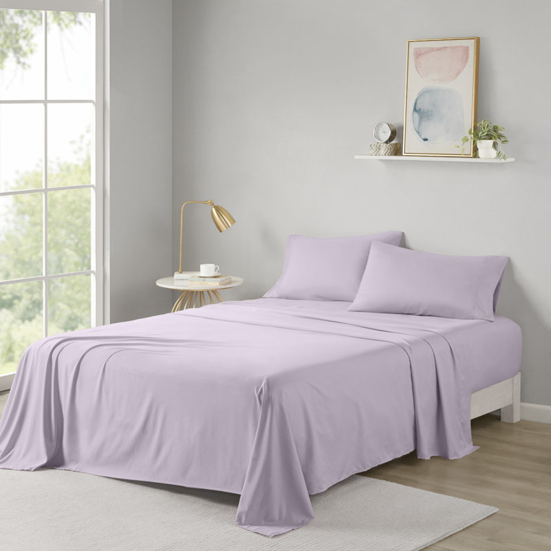 Ensemble de draps toutes saisons Intelligent Design, Ensemble de draps lit simple + 1 taie d'oreiller, Lavande