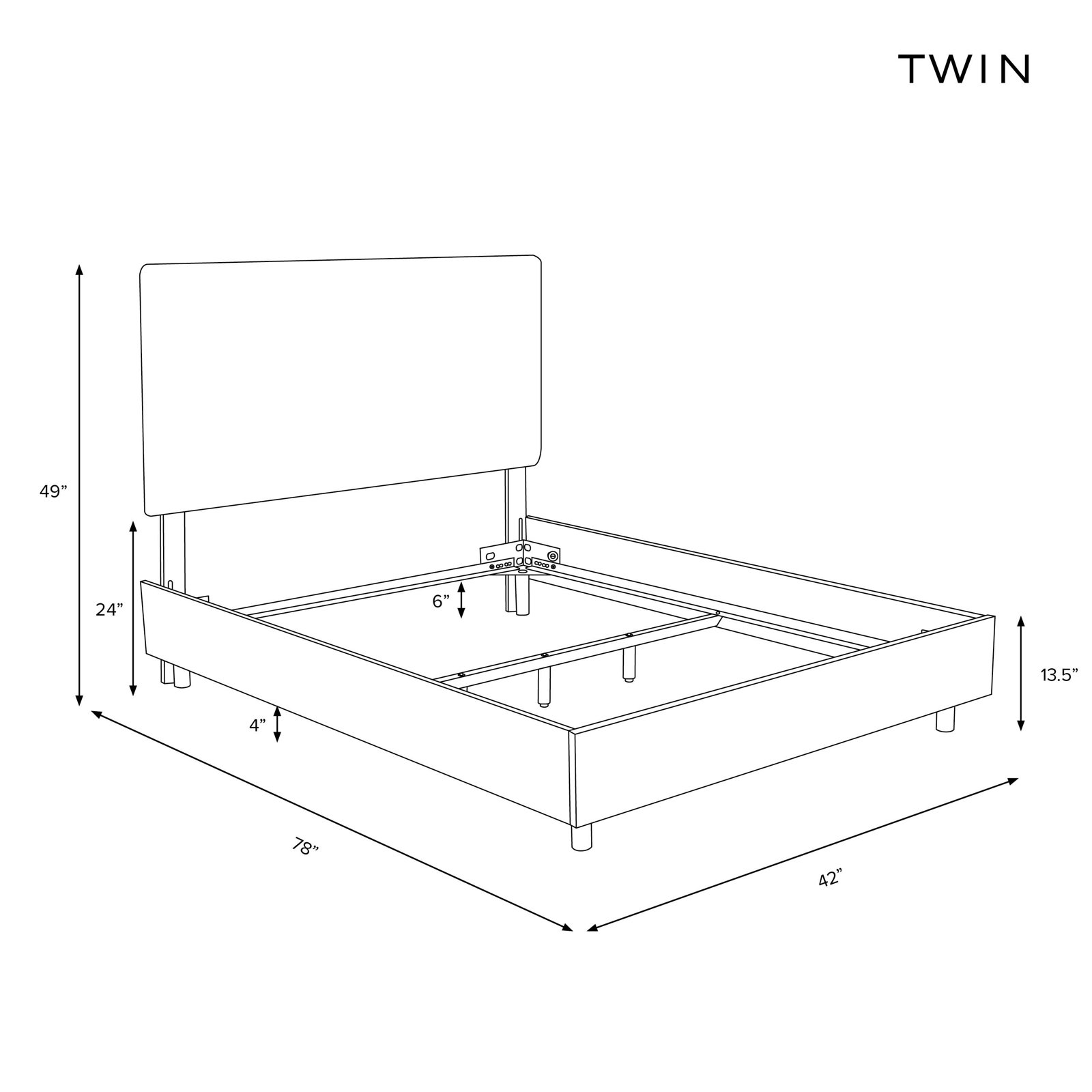 Atoll Upholstered Bed, Twin, Milsap Navy Sustain Tweed