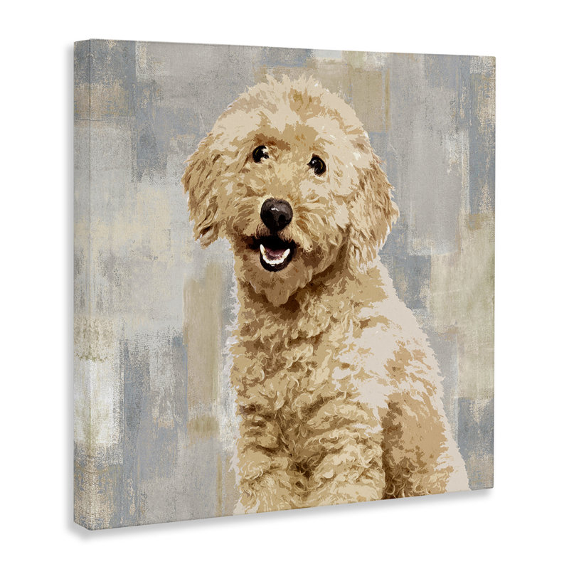 «Sourire Labradoodle Dog» par Keri Rodgers - reproduction d'art graphique, H 17 po x l 17 po
