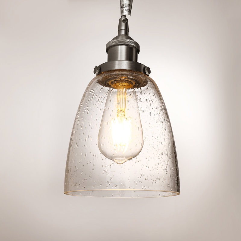 Luminaire suspendu simple à 1 lumière avec abat-jour en verre transparent