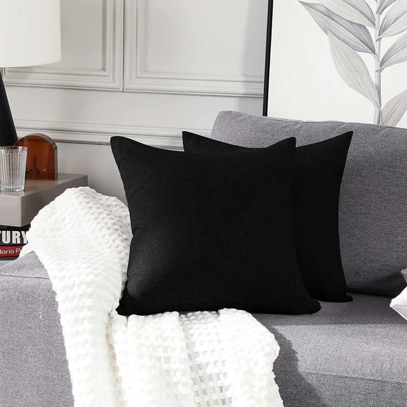 Cynne Square Throw Pillow Cover, Black, 50cm H x 50cm W x 1cm D