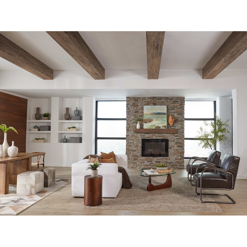Poutre de plafond en faux bois vieilli H 4 po x l 96 po x P 4 po, Café au lait