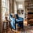 Modern Blue Velvet Dining Armchair Contemporary Upholstered Dining Chairs With Armrests For Kitchen, Dining Room, Or Home Office-965494299
