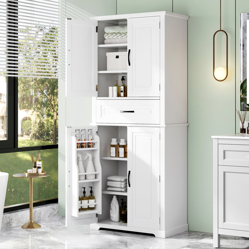 Stylish Storage Cabinet For Bathroom, Bathroom Storage Cabinet With Storage, White