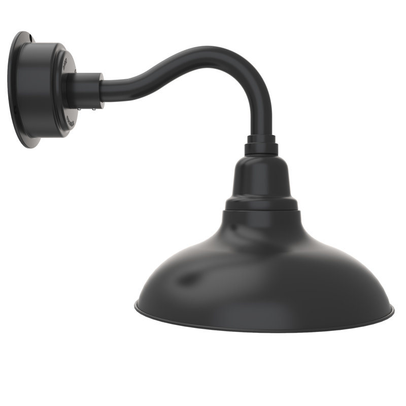 Luminaire de grange 1 lumière DEL Idella, Noir mat, H 14 po x l 12 po x P 18 po
