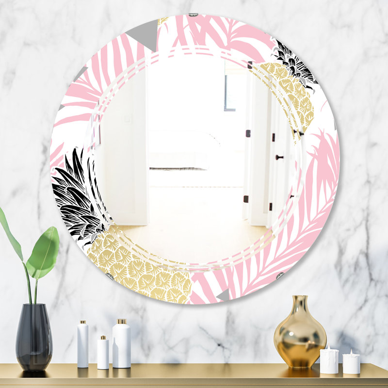 Miroir mural sans cadre en forme d’ananas triple c, H 31,5 po x l po