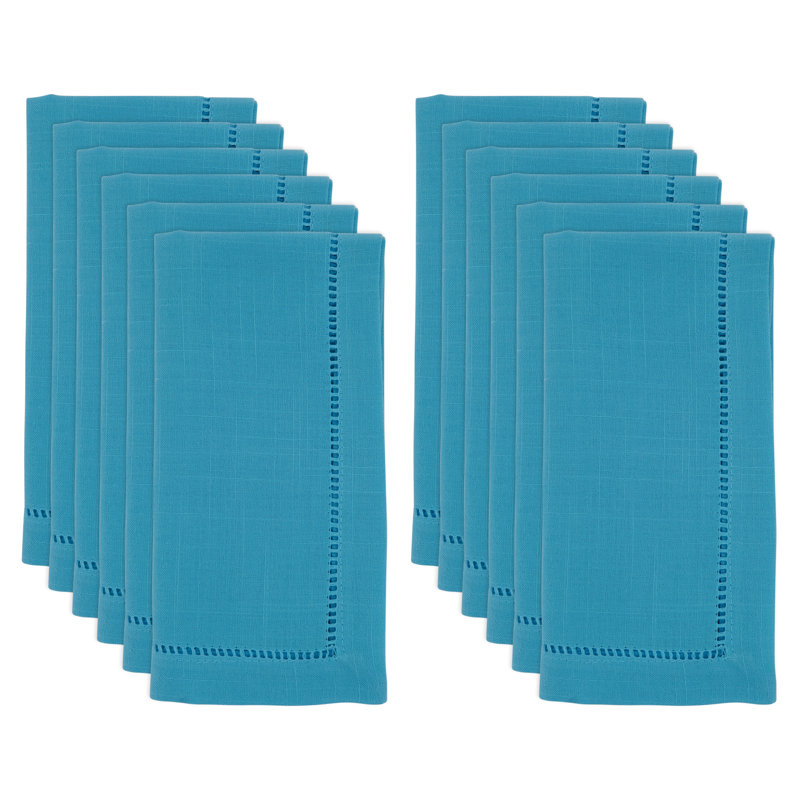 Rowles Hemstitched Border Dinner Napkin, Turquoise, 18" L x 18" W