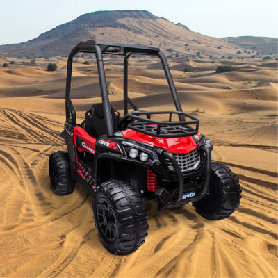 Jouet UTV électrique à double moteur 12V pour enfants, camion à piles avec fonction avant et arrière, phares, connexion musicale MP3 / USB, suspension et télécommande