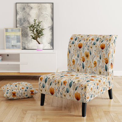 Woodland Autumn Cottage Flowers III - Upholstered Cottage Accent Slipper Chair