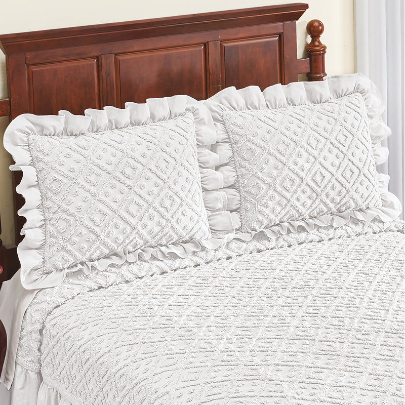 Elegant Diamond Sham Cotton Sham Set, White