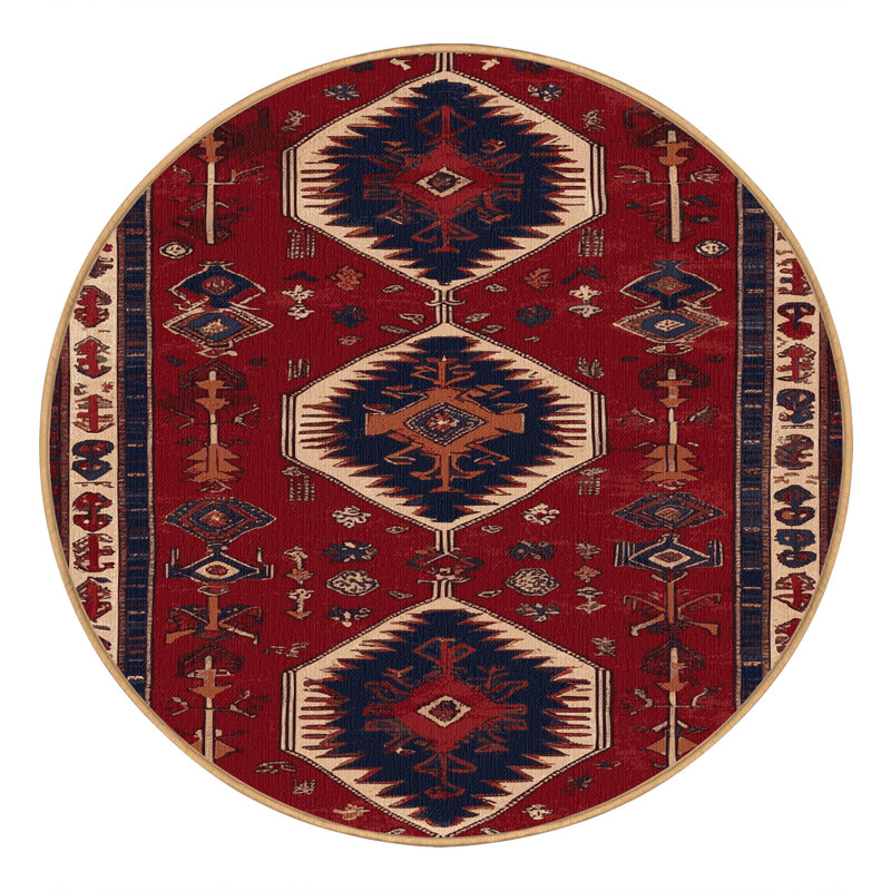 Machine Washable Turkish Brown Area Rug, Round 5'