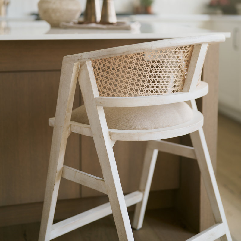 Solid Wood Arm Chair in Blonde, Counter Stool (26.75" Seat Height)
