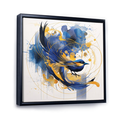 Bleu foncé et or, cercle abstrait, texture V, reproduction sur toile