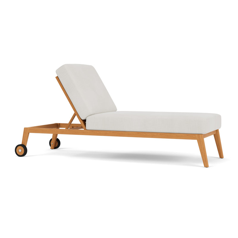 Alpine Outdoor Teak Chaise Lounge, Rollo Linen