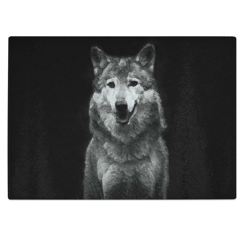 Tempered Glass Wolf Portrait Chopping Board, 39 cm W x 28.5 cm L