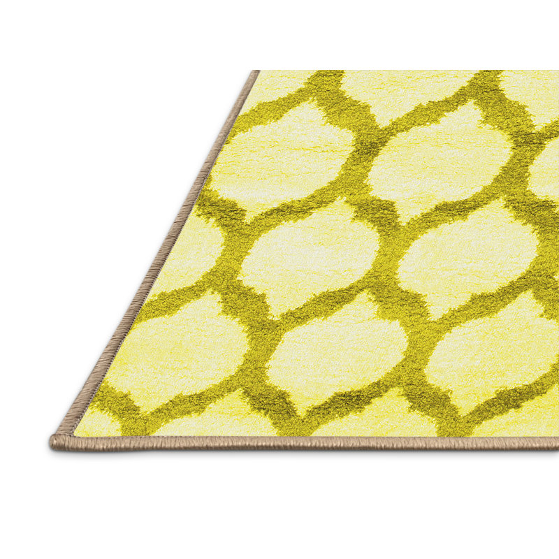 Tapis contemporains jaunes lavables à la machine 648, Rectangle 4 pi x 6 pi