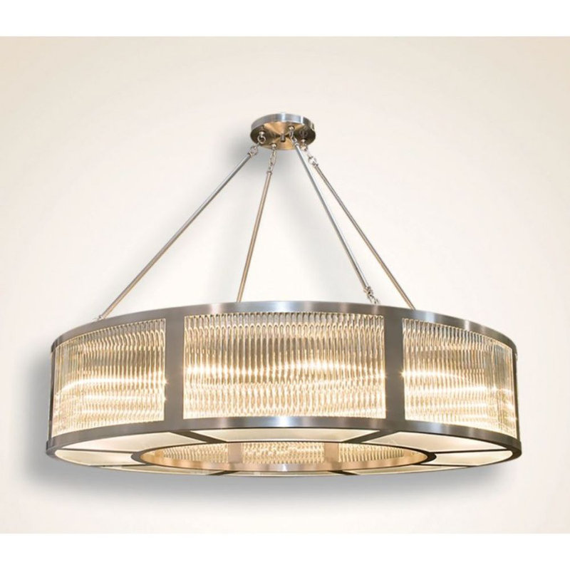 Lustre Art Deco Magnus, Noir / or, H 17 po x l 36 po x P 36 po, Transparent