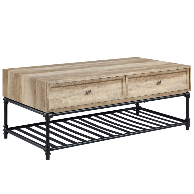 Table basse moderne avec tiroirs - rangement élégant et fonctionnel en chêne pratique