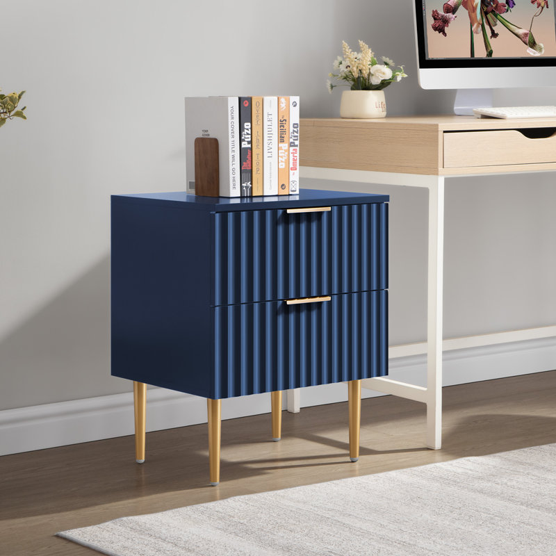 Rishaw Fluted Nightstand With 2 Drawers (Set of 2)