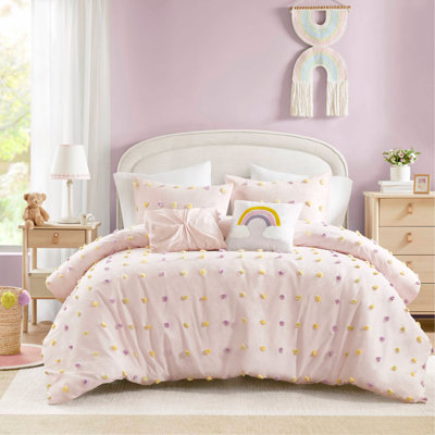 Ensemble d'édredon 4 pièces en jacquard de coton avec bourre hypoallergénique et coussins décoratifs