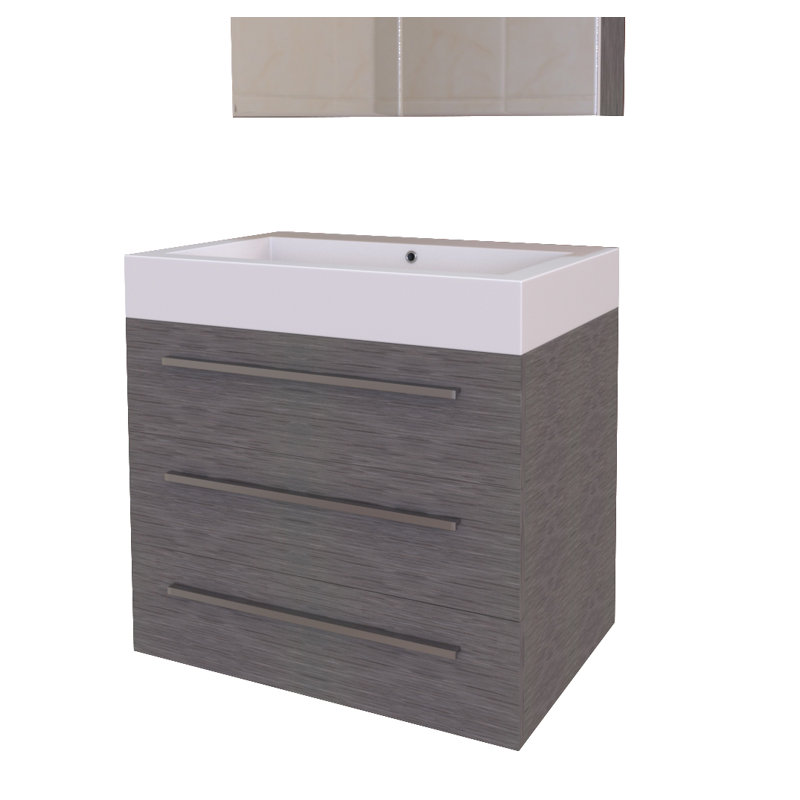 Ensemble de meuble-lavabo mural simple 29 po Shameeza, Chêne gris