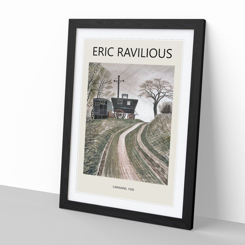 Cart on Hill by Eric Ravilious - Picture Frame Art Prints, 48cm H x 36cm W x 2cm D, Black