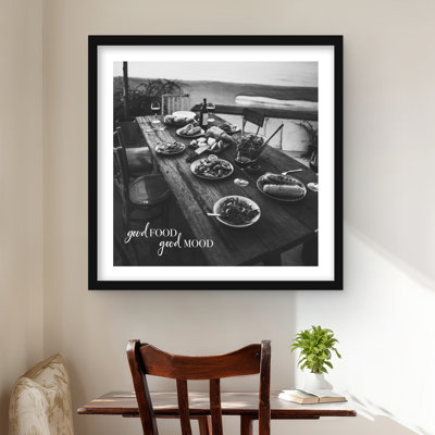 Bonne nourriture, bonne humeur - décor gastronomique gris