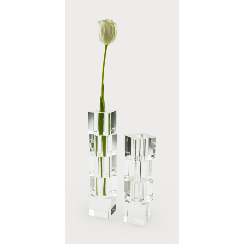 Vase de table en cristal transparent, H 9,65 po x l 2,64 po x P 2,64 po